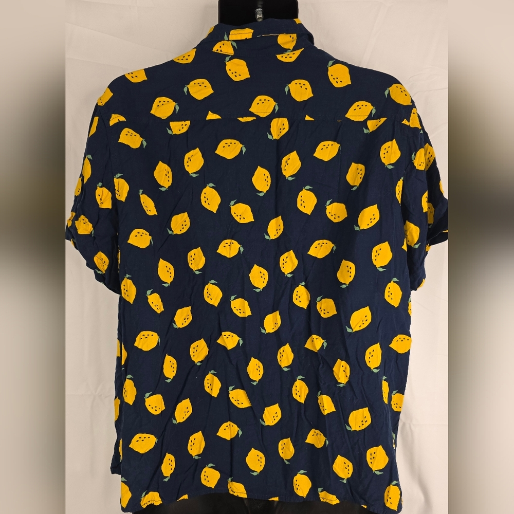 Goodfellow & Co Navy Lemon Print Men's Button Down Shirt Size Large BY-2988 - Picture 4 of 8